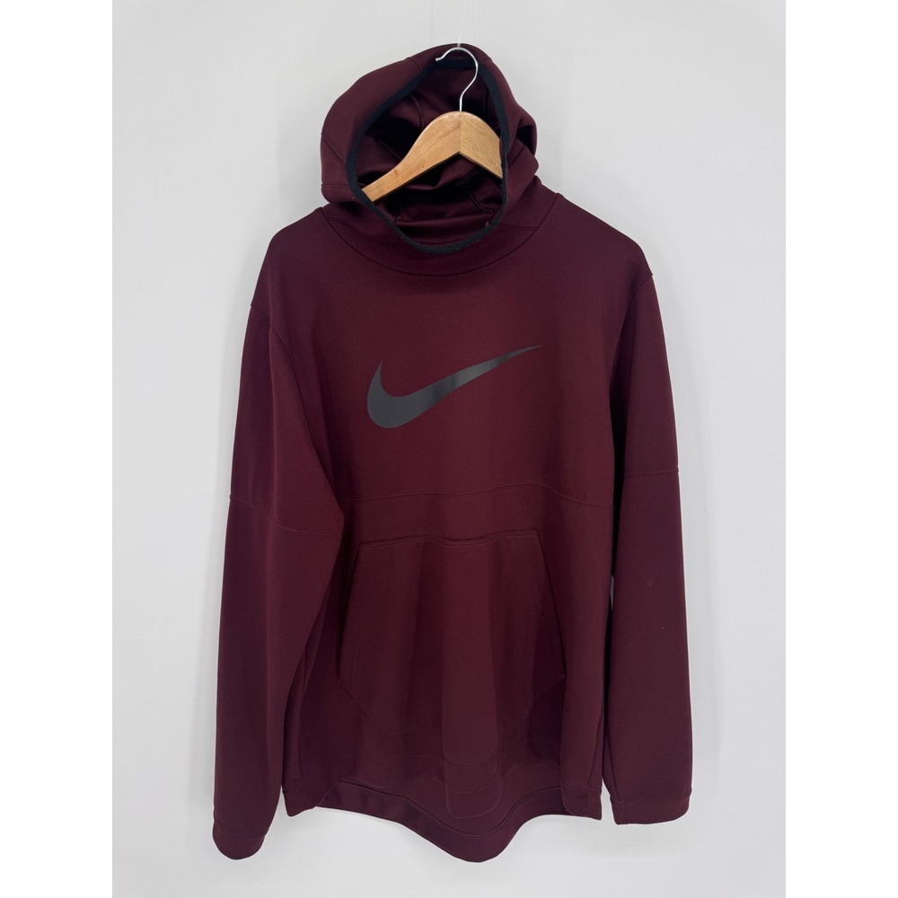 Nike Dri-FIT Hoodie Mens XL Maroon Burgundy Performance Pullover Swoosh Logo